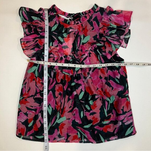 NWT COREY LYNN CALTER SILK Blend Cassandra Organza Yoke Floral Ruffles Top SMALL - Picture 12 of 15